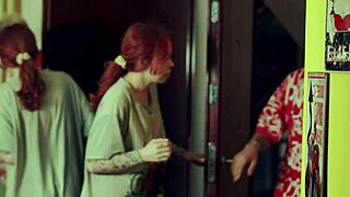 narrative of redhead milf sharing bed with young amateur for naughty nighttime sex