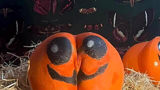 Teen Double Creampie in Pumpkin Patch