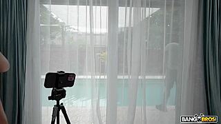 Rissa May Shows Perfect Natural Tits To Pool Guy For Tasting.