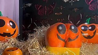 Teen Double Creampie in Pumpkin Patch