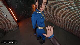 VR Conk Horny Brunette Lucy Sucks and Fucks Anally in Fallout Cosplay Parody Pt 3!
