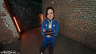 VR Conk Horny Brunette Lucy Sucks and Fucks Anally in Fallout Cosplay Parody Pt 3!