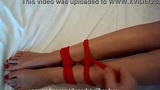 sofi bondage red ropes on the bed pov
