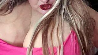 Susi Showing Huge Boobs in Red Dress Sucking and Fucking BBC Toy