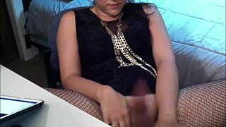 thick tranny in fishnets craves big cock