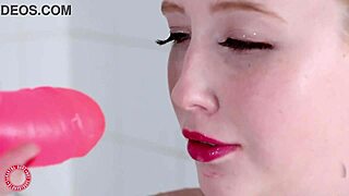 Samantha Rone Pounds Her Pink Toy In The Shower