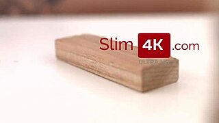 Skinny teen Mia Lo plays Jenga, creampie finish