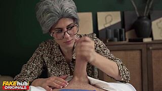 Fakehub - Horny Gilf Clears Panties Before Fucking Huge Cock