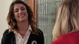 Hot petite cheerleader contrasts innocence with deep pussy licking.