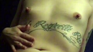 clockwork bleu in shower, a pretty spanish tattooed slut with small tits bathing erotically.