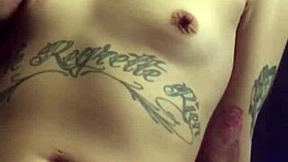 clockwork bleu in shower, a pretty spanish tattooed slut with small tits bathing erotically.