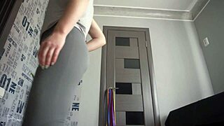 Fit MILF TEASES visible PANTY LINES in TIGHTS