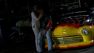 Night fuck on the car hood ends with huge cumshot on girl's voluptuous body, covered in cum and passion