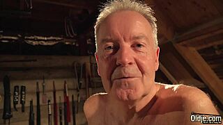 Grandpa shares stories with teen at party.