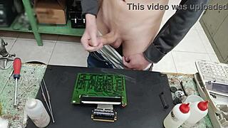 I Blast a Massive Cumshot on a Clients Machine Instead of Fixing It