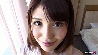 skinny asian girl gets deep creampie fuck by big dick old guy