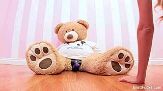 brett rossi plays with strap-on dildo in solo fun