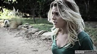 Old instructor spanks and fucks petite teen outdoors on monster cock.