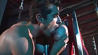 Super busty bitch freed from the cage just to get her cunt and boobs banged