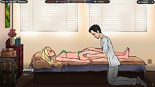 a cunning masseur examines her breasts in this detailed 3d hentai scene