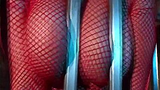 Super busty bitch freed from the cage just to get her cunt and boobs banged