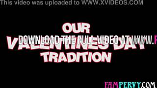 naughty petite brunette milf stepmom surprises stepson with big cock blowjob and doggystyle fuck in lingerie on valentines day