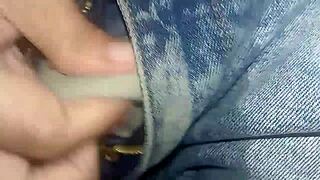 Woman pees pants in diaper, reaches two orgasms with straw on rainy night