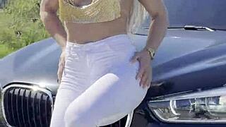 Blonde from usa gets fucked hard in double penetration scene with two men