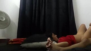 Bold guy forces cock on feet then rides until cum