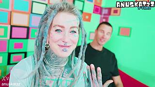 Alternative pornstar participates in big white dick casting couch test session