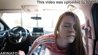 Stepfather fucked stepsister in stepmoms car pov