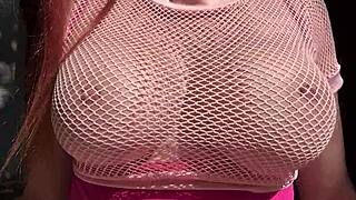 Italian big tits bounce outdoors in slow motion.