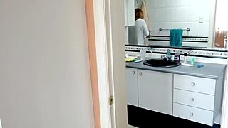 Stepson cums twice in my hairy pussy after masturbating full of cum