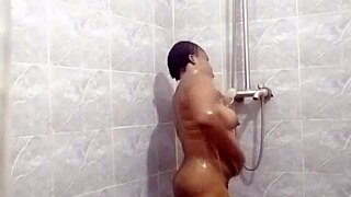 Bold bathroom routine reveals sweetest masturbation technique.