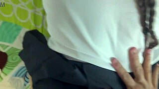 latina horny girl resting after school and swallowing cum