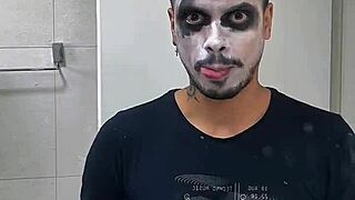 coringa in bat costume jerks off huge cock