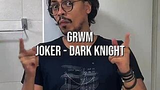 coringa in bat costume jerks off huge cock