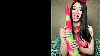 hotkinkyjo intensely fucks her ass with massive dildo