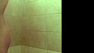 small tits girl dances in shower for fans