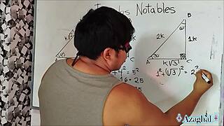the nerdy asian student explores trigonometry in a sexy bedroom session with brown eyes