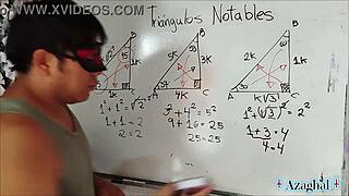 the nerdy asian student explores trigonometry in a sexy bedroom session with brown eyes