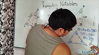 the nerdy asian student explores trigonometry in a sexy bedroom session with brown eyes