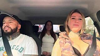 Uber Driver Picks Silicone-Enhanced 18-Year-Old Passenger and Husband for Wet Pussy Fun in Sao Paulo Car