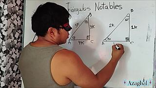 the nerdy asian student explores trigonometry in a sexy bedroom session with brown eyes