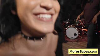 hey check out this big tit brunette getting fucked during band practice