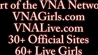 short haired alix lovell swallows after blowing miles long