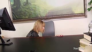 Taking care of sexy yummy sara jay fucks her on that desk