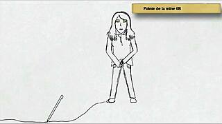 Teen 18+ girl peeing standing up in art academy