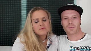 Blonde Wife Barra Brass Anally Creampied Next To Her Cuckold Husband