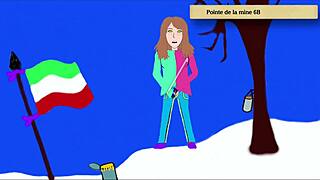 Teen 18+ girl peeing standing up in art academy